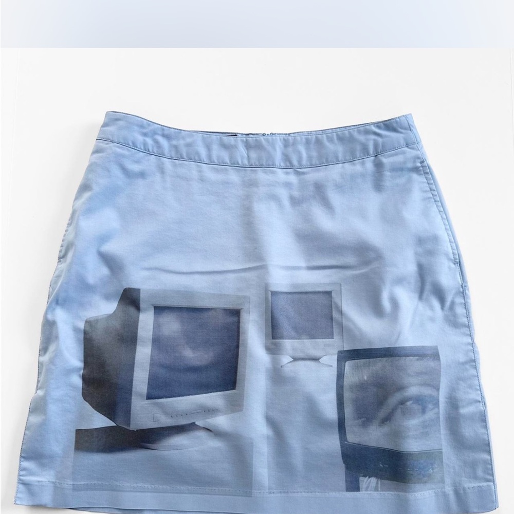 Blue Graphic Print Skirt